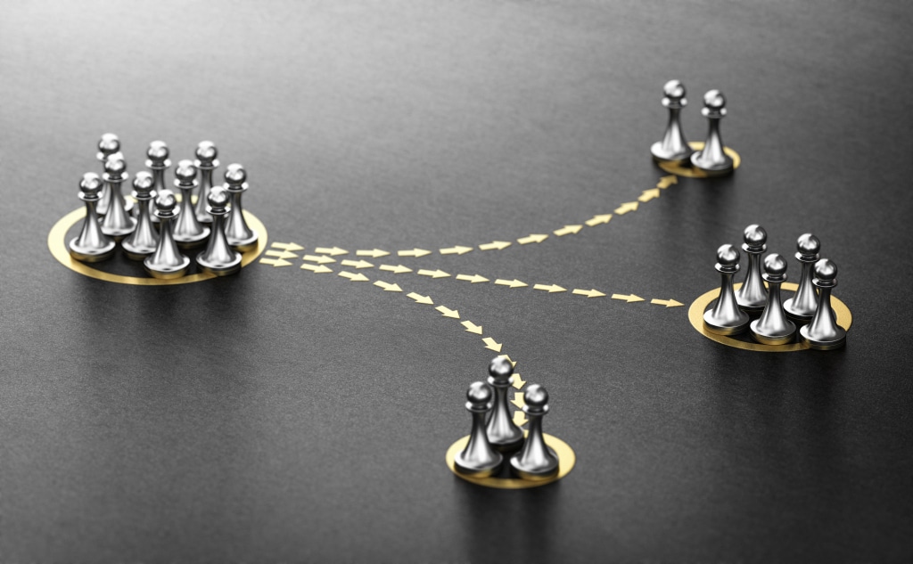 Visual representation of how different products make up groups or bundles.